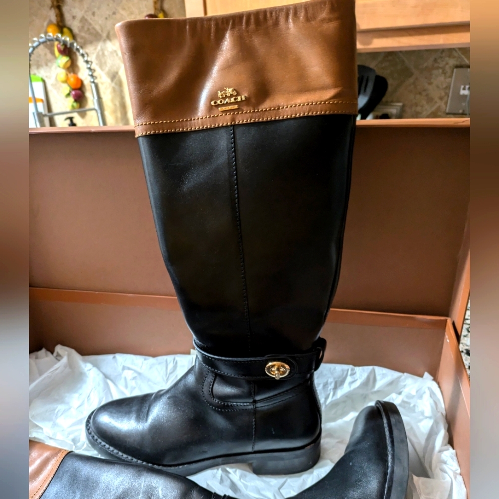 Coach Eva Mat Calf Leather Boots 6.5 size